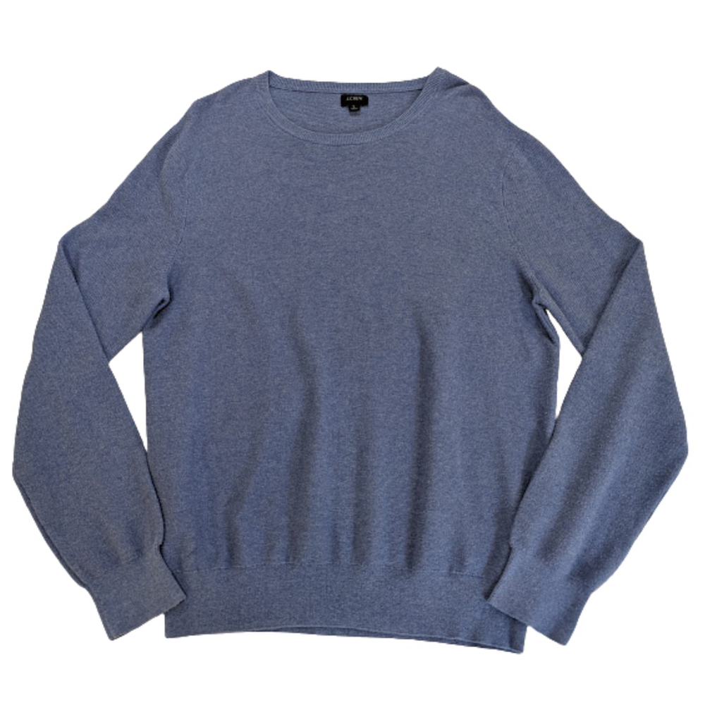 J.Crew Men’s Cotton Crewneck Sweater L Soft Blue Quiet Luxury Classic Preppy